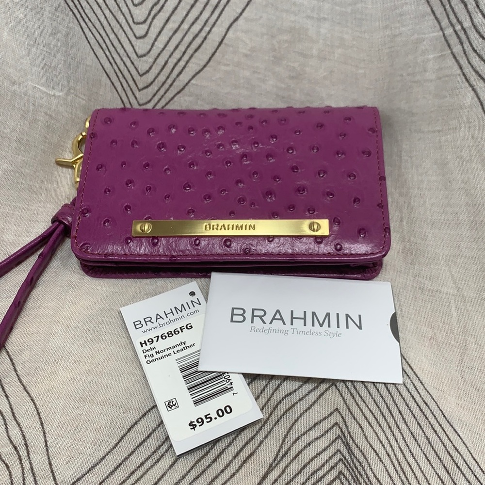 brahmin Fig Normandie leather wristlet